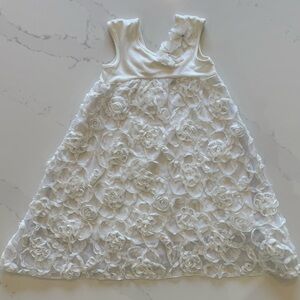 Cachcach Girls White Floral Rosette Dress - Elegant Party Dress